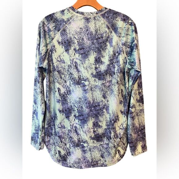 Gillz Sz L Blue Green Fish Scale Pattern Outdoor Fishing Surfing Sun Fabric Top - Picture 3 of 6